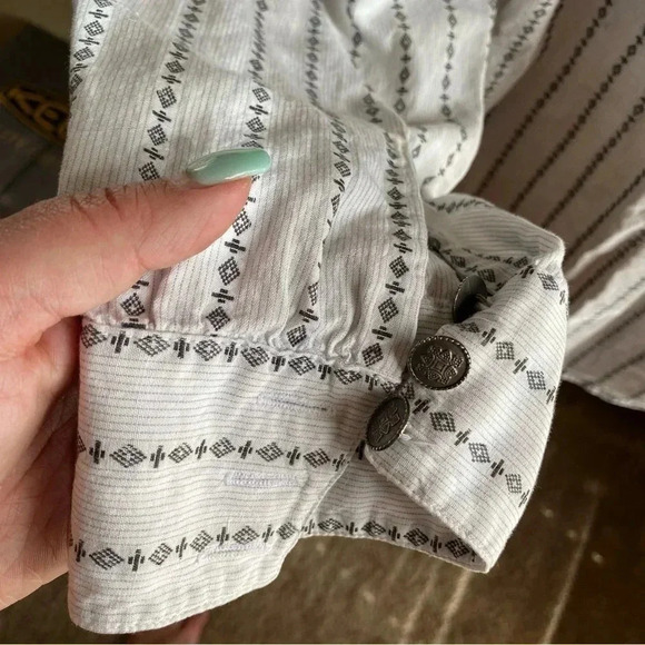 Palo Duro Vintage Western Shirt Button Down Striped White Black 100% Cotton: L - Picture 7 of 13